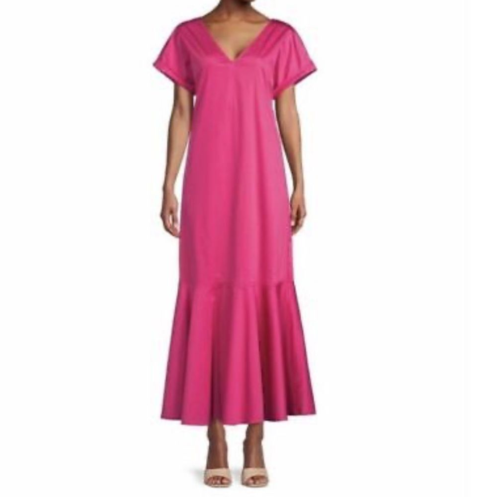 Antonio Melani | Pink Maxi The Myrna Dress Size 6 V-neck Flounce Hem Cuff Sleeve